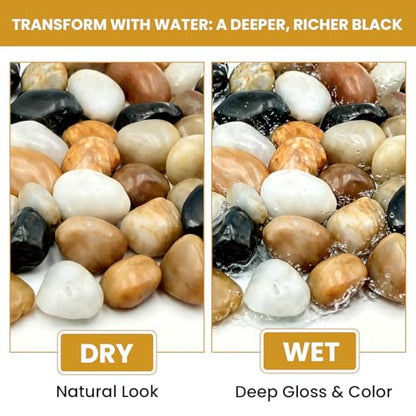 1-2 Inch Polished River Rocks, Decorative Stones for Indoor Plants, Vase Filler, Fish Tank & Aquarium, Garden Landscaping, Mixed, 6LB