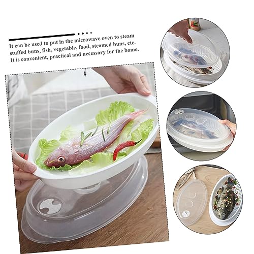 Luxshiny Household Fish Steaming Holder with Lid for Microwave Capacity Fish Steamer Plate with Vent Quick Heat Transfer and Food Steamer for Family Cooking