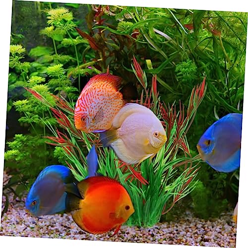 Alipis 2pcs Artificial Aquarium Grass Plants Fish Tank Decorations Flat Bottom and Weighted Base Lifelike Underwater Plant Arrangement