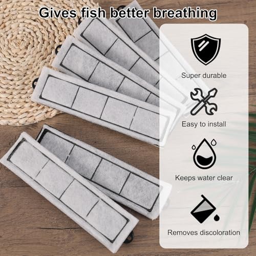 lasuroa 6pcs Filter Cartridge Replacement, 8x2 Inch Fish Tank Accessories Filter Cartridge Replacement Parts for Desktop Aquariums Small Fish Tank Filters
