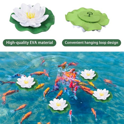 15 Pcs Floating Foam Lotus Flowers with Lily Pads Realistic Lily Pads Pond Plants Ornaments for Pool Aquarium Garden Decoration