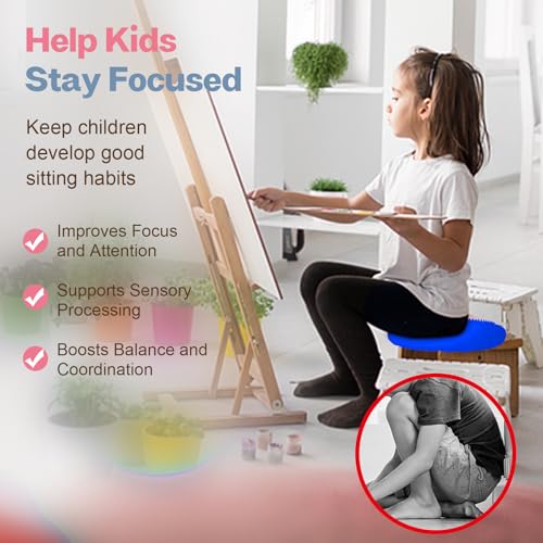 kisnbld Wobble Cushion, Balance Disc with Pump, Core & Posture Training - color: 2Blue