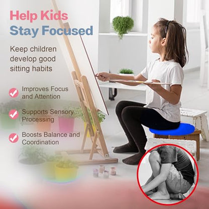 kisnbld Wobble Cushion, Balance Disc with Pump, Core & Posture Training - color: 2Blue