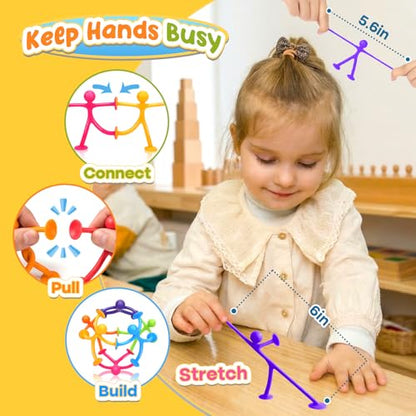 OleOletOy Suction Fidget Toys for Kids: 21 Pack Stretchy Suction Cup Sensory Toys - Bulk Fidgets for Kids Autism ADHD Classroom Prizes Party Favors - Travel Toys for Car Windows Road Trips - style: 21pcs