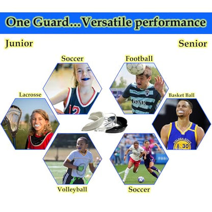 6-Pack Sports Mouthguard with Case Kids Youth Boil Bite Slim Fit Soft Girls Boys Football Lacrosse Basketball Boxing Soccer Taekwondo MMA Size Adult Age Above 11.