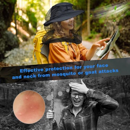 Premium Mosquito Head Net for Insect, 2 Pack, Fly & Bug Protection | Ultra Large & Long, Extra Fine Holes for Camping, Hiking, Fishing, Gardening, Safari, Fits All Hats for Men & Women