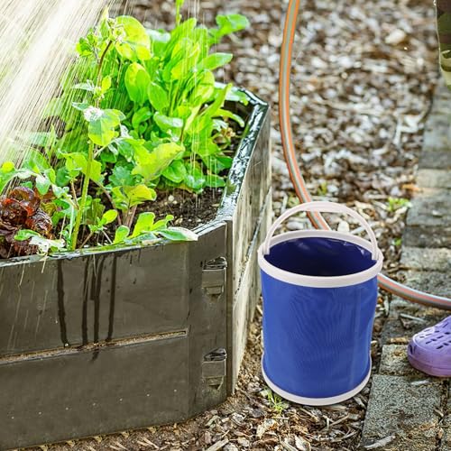 OSALADI Water Bucket Handle Portable Folding Camping Container for Fishing Car Washing and Outdoor Activities and Multi-Purpose Utility Bucket Storage Pouch
