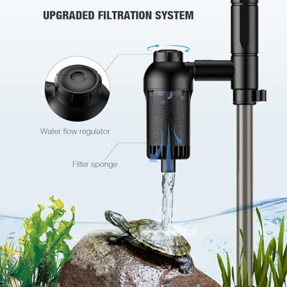 AKKEE Aquarium Vacuum Gravel Cleaner, 18W Electric Fish Tank Cleaner Vacuum, 6 in 1 Multifunctional Aquarium Cleaner for Automatic Water Change, Wash Sand, Water Circulation and Timed Off
