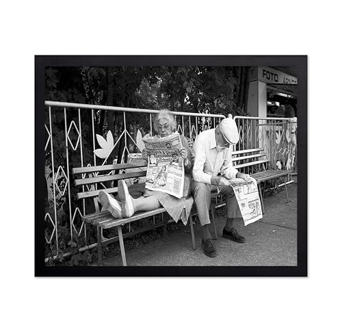 Monem Art Vintage Berlin Street Photography Print - Black and White Elderly Couple Reading Newspaper Poster - Wall Decor for Living Room or Bedroom - 12x16 Unframed Wall Art by Dieter Matthes - color: Style-08, size: 12"L x 16"W