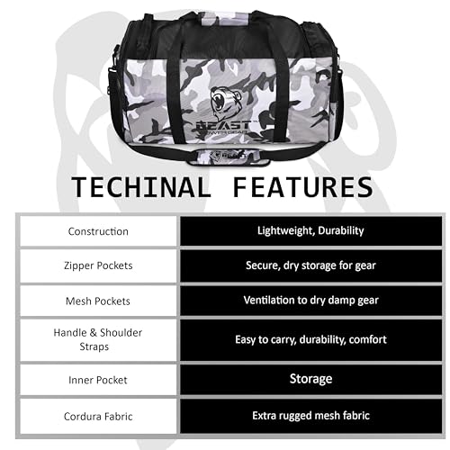 Gym Duffle Bag- Workout, Boxing, MMA, Sports Bag with Shoes Compartment and Adjustable Shoulder Strap for Men and Women (Gray Camo) - color: Gray Camo