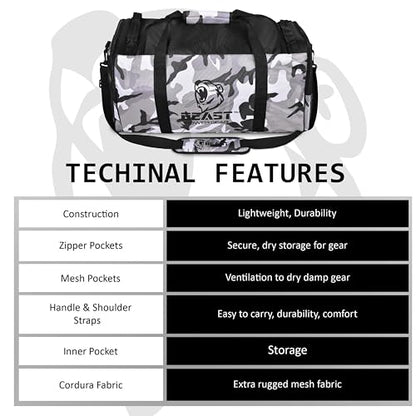 Gym Duffle Bag- Workout, Boxing, MMA, Sports Bag with Shoes Compartment and Adjustable Shoulder Strap for Men and Women (Gray Camo) - color: Gray Camo