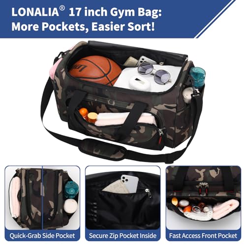 30L Gym Sport Duffle Bag, 17 inch, Camo - color: Camo