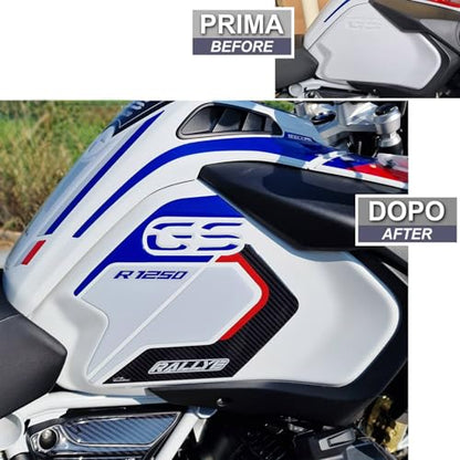 Motorcycle 3D Stickers Compatible with BMW R 1250 GS Adventure 2021-2022. Tank Side Protections from Impact and Scratches. Resin Stickers - Made in Italy (Rallye) - color: Rallye