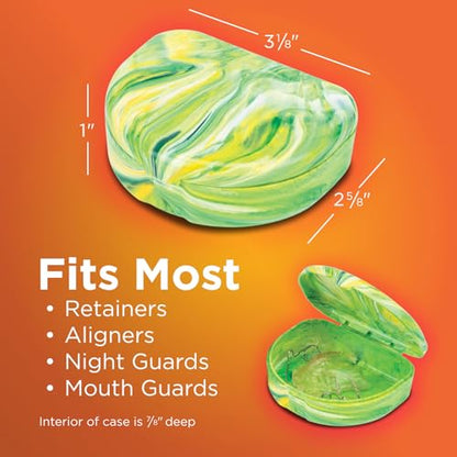 Practicon Marble Retainer Cases, Orthodontic Aligner Case, Mouth Guard Holder (3 Pack) (Citrus) - color: Citrus