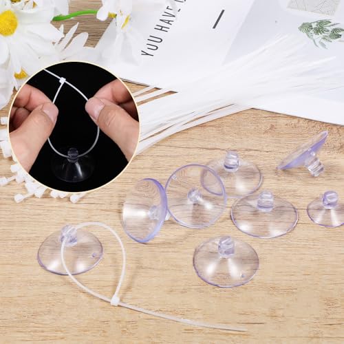 30PCS 35mm Suction Cups with 50PCS Zip Tie, Aquarium Suction Cup Fish Tank Plant Holder Sucker Pad for Binding Aquarium Plant Holder Fishes Tanks Plants Moss Shrimp Nest Landscape Fixation