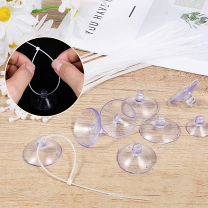 30PCS 35mm Suction Cups with 50PCS Zip Tie, Aquarium Suction Cup Fish Tank Plant Holder Sucker Pad for Binding Aquarium Plant Holder Fishes Tanks Plants Moss Shrimp Nest Landscape Fixation