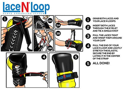 Lace N Loop Straps (Pair) - Lace-Up Boxing Glove Converter - color: Red & Black
