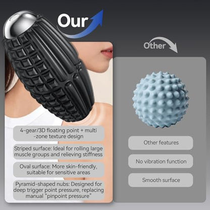 Vibrating Massage Ball, Silicone Myofascial Massage Ball, Deep Tissue Roller for Back, Neck, Feet & Legs, Relieves Plantar Fasciitis, Portable Trigger Point Release Electric Massage Ball - color: Black
