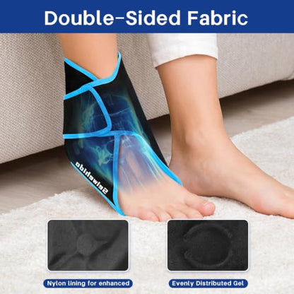 Ankle Ice Pack Wrap, Gel Hot Cold Compress for Heel Swelling Pain Relief - color: Black, size: Standard