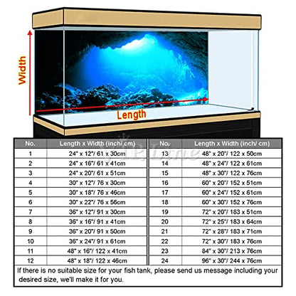 Aquarium Background Poster Under Water Cave Sunlight Fish Tank Backdrop Decorations PVC Fish Tank Background (36" x 12"/ 91 x 30cm) - size: 36" x 12"/ 91 x 30cm