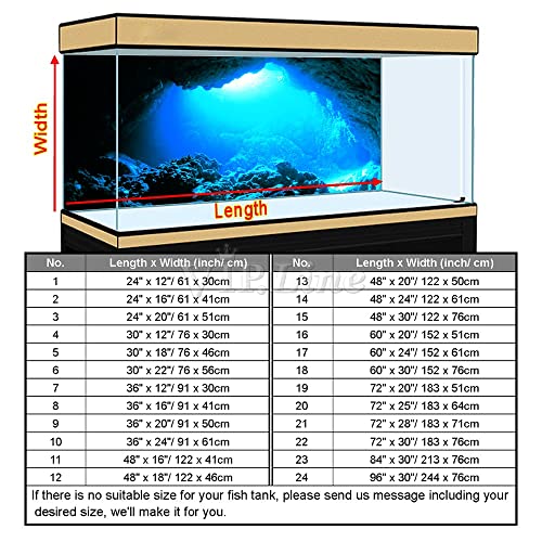 Aquarium Background Poster Under Water Cave Sunlight Fish Tank Backdrop Decorations PVC Fish Tank Background (72" x 30"/ 183 x 76cm) - size: 72" x 30"/ 183 x 76cm