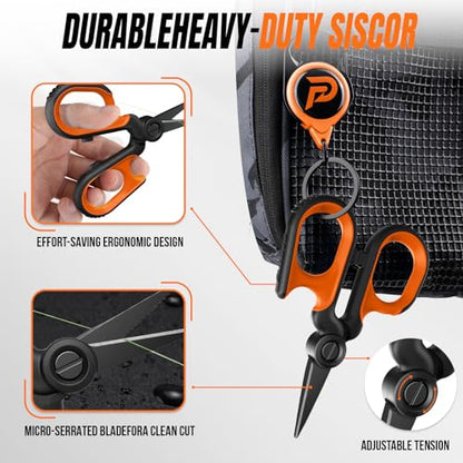 PLUSINNO Fishing Gear, Fishing Tools Kit, 7pcs Fishing Accessories, Corrosion Resistant Fishing Pliers, Fish Knife, Fish Lip Gripper, Fishing Gifts for Men