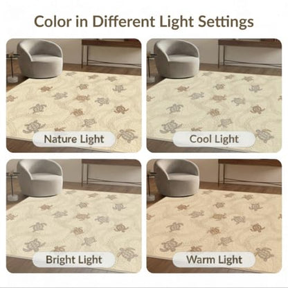 5'x7' Washable Beachy Sea Turtle Area Rug, Tan Non-Shedding Pet Friendly Carpet Easy Care Kids Safe Mat for Small Living Room, Playroom, Bedroom | Ref:1955151 - color: Beige/Pattern 21, size: 5' x 7' (Rectangular)