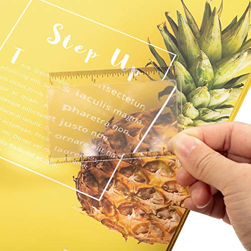 Frienda 50 Pcs Pocket Magnifying Glass 4X Fresnel Lens Credit Card Pocket Magnifier Plastic Ruler Starting Fire Emergency Bushcraft Outdoor Survival Leisure for Classroom Home Office (Yellow) - color: Transparent