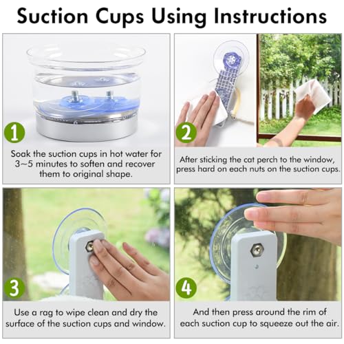 AMOSIJOY 4 Pack Cat Window Perch Suction Cup, Strong Adhesive Replacement Suction Cup with Screws for Foldable & Cordless Cat Window Hammock Seat