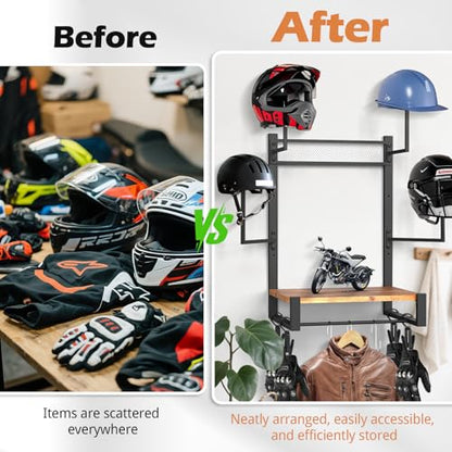 TheElves Motorcycle Helmet Wall Mount Rack with 4 Holders