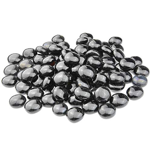 OnlyFire Fire Pit Glass Rocks 10 lbs, High Luster Fire Glass Beads 1/2 Inch, Tempered Glass Marbles for Propane/Natural Gas Fire Pit, Fireplace, Multicolor & Blends Available - color: Black