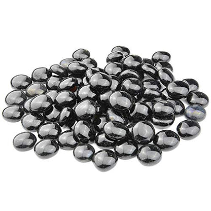 OnlyFire Fire Pit Glass Rocks 10 lbs, High Luster Fire Glass Beads 1/2 Inch, Tempered Glass Marbles for Propane/Natural Gas Fire Pit, Fireplace, Multicolor & Blends Available - color: Black