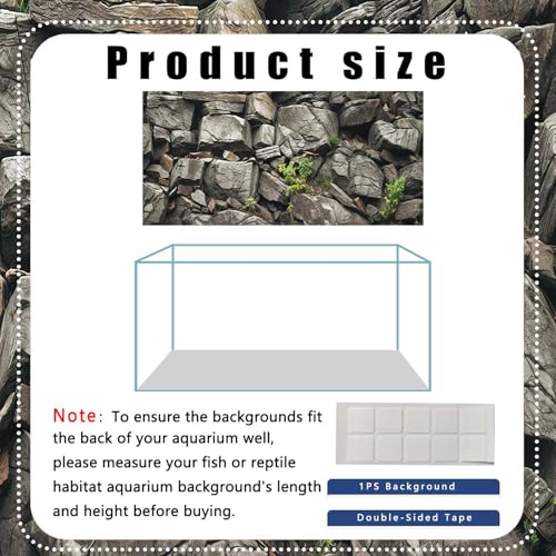 30X18IN Stone Aquarium Background, Rock Fish Tank Background, Natural Rocky Glass Terrarium Background with 8 EVA Double-Sided Tape - color: Stone, size: 30X18in/75X45cm