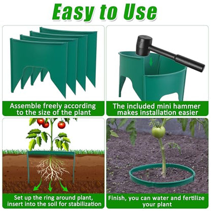 24 Pieces Planting Grow Rings, Interlocking Garden Ring Plant Rings for Outdoor Plants, Diameter Range 8.2-15.7 Inches, Green Adjustable Planting Ring for Garden Edging and Soil Moisture Retention