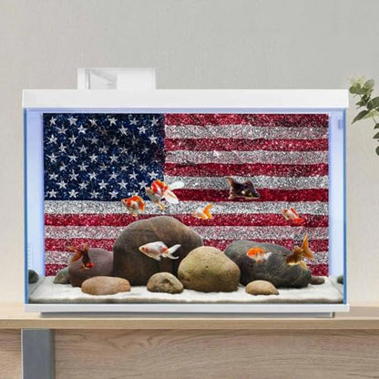 AWERT Vinyl 30x18 inches American Flag Aquarium Background Fish Tank Background Stars and Stripes Terrarium Background - size: 30x18in/75x45cm