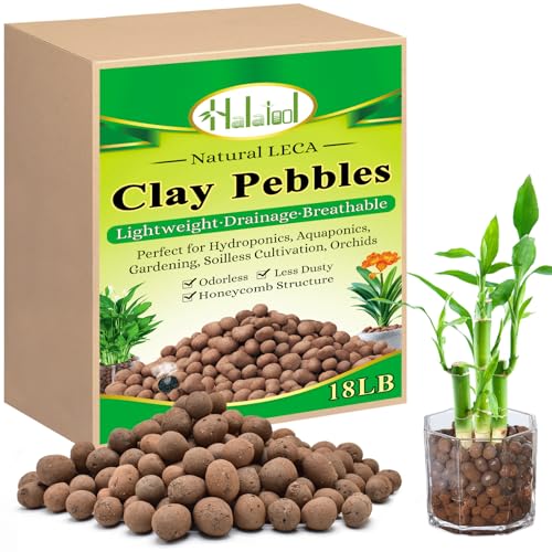 18LB Hydroton Clay Pebbles for Plants 4mm-16mm Lightweight Hydro Leca Balls for Potted Plants Hydroponics Gardening Orchids Drainage Decoration Aquaponics Aquariums - color: 18LB