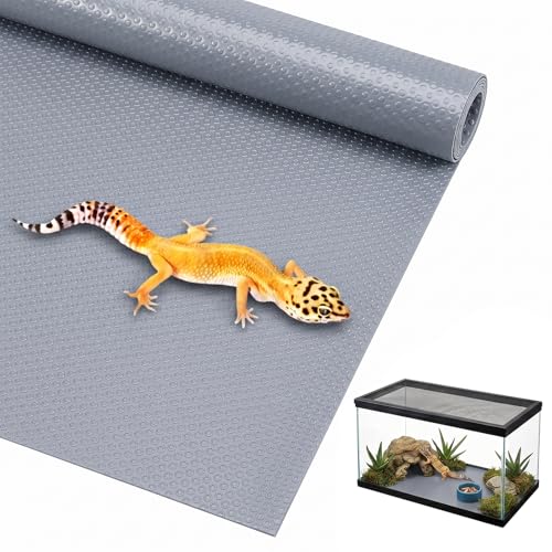 Leopard Gecko Tank Liner Mat, 5x2 ft Bearded Dragon Tank Accessories Cuttable, Gray Reptile Substrate Mat Terrarium Carpet for Bearded Dragon Enclosure for 120 Gallon Reptile TankLeopard Gecko - color: Gray, size: 23.6 x 59 inches