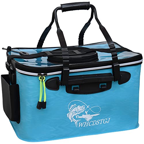 Transparent Top Cover Fishing Bucket, Foldable Fish Bait Bucket, Multifunctional Minnow Bucket, Live Fish Container, Fish Protection Bucket, Outdoor Camping Fishing Bag. (Blue, 4 Gallon) - color: Blue, size: 4 Gallon