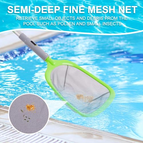 Deluxe Swimming Pool Cleaning Kit with Spa Jet Vacuum Cleaner,Brush, Semi-deep Skimmer Net & Adjustable 57.5-inch Pole,Ideal for Cleaning Above Ground,Inflatable Pools