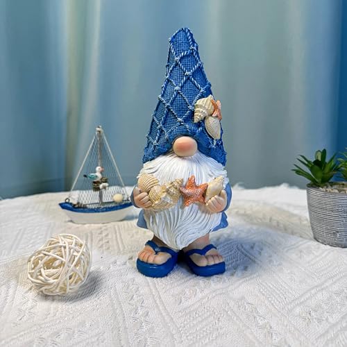 Beach Gnomes Statues,Ocean Gnomes,Nautical Themes Decoration,Beach, Gnome Holding Seashells - color: Holding a Shell