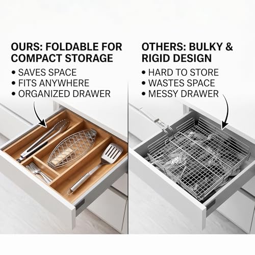 Fish Grill Baskets for Outdoor Grill Fish Grilling rack for Grill, BBQ Grilling Basket, Stainless Steel BBQ Grill Basket