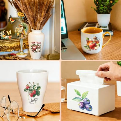 4 PCS Vintage Fruit UV DTF Cup Wraps, Waterproof Transfer Stickers for Tumblers and Mugs, Durable Rub-on Decals for Smooth and Flat Surfaces - style: vintage fruit