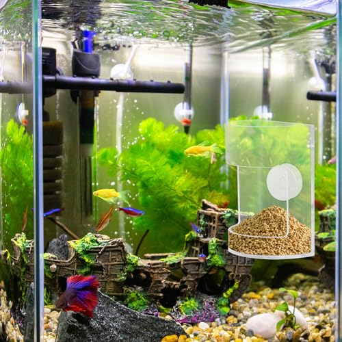 New Fish Tank Feed Tray with Suction Cup, Tank Divider Supplies, Feeding Tube Supplies Breeder Box for Aquarium, Round Aquariums & Fish Bowls Accessories - color: 1.Transparent