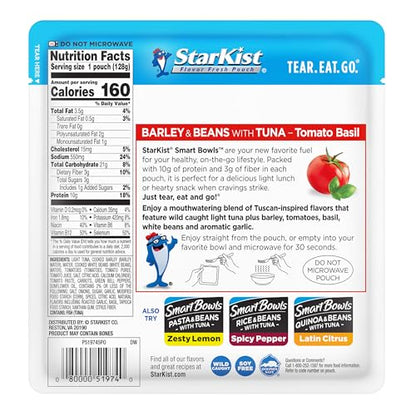 StarKist Smart Bowls Tomato Basil, 4.5 oz Pouch (Pack of 12) - Features Barley & Beans with Wild Caught Light Tuna