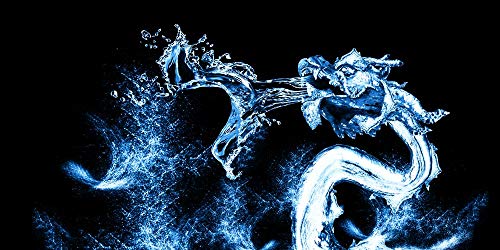 Water Dragon Aquarium Background Poster HD Fish Tank Decorations Landscape (48" x 18"/ 122 x 46cm) - size: 48" x 18"/ 122 x 46cm