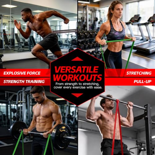 Pull Up Bands, Resistance Bands Set, Exercise Workout Bands for Men & Women, Ideal for Body Stretching, Physical Therapy and Muscle Training - color: Wine Red