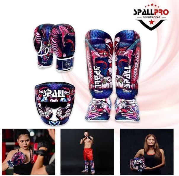 Boxing Training Set 3 –1 Synthetic Leather Boxing Gloves with Boxing Gear Shin Instep, MMA Training with Shin Pads for Kids Adults, Martial Arts Set… - size: Medium