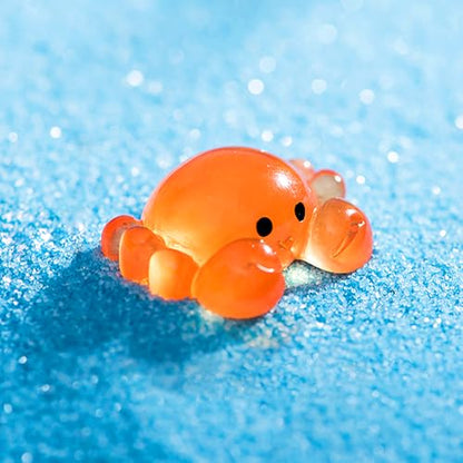 24Pcs Cute Mini Resin Crabs Glow in The Dark Crab Figurines Bulk for Crafts Marine Animal Decor for Moss Landscapes DIY Projects Desktop Ornaments