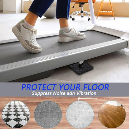LOOEEL 6PCS Treadmill Mats,High Density Equipment Pads 4 x 4 x 0.2 inch Double-Sided Non-Slip Exercise Equipment Mat for Floor Protection,Washing Machine Pads,Walking Pad,Exercise Bike,Home Gym etc.