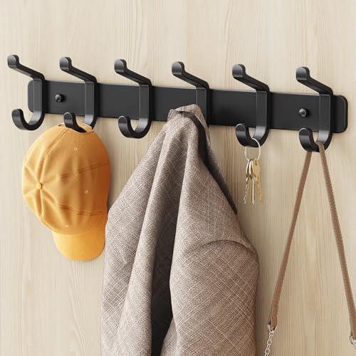 Coat Rack Wall Mount Heavy Duty, Wall Coat Hanger with Hooks, Black 1 Pack - color: Black, size: 1 Pack